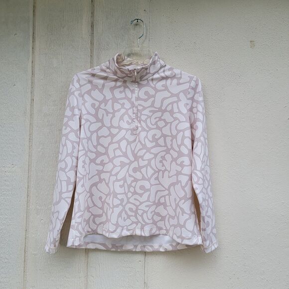 J McLaughlin Bedford Quarterzip Pullover  Cream Tan Animal Print Wmns Size XL - Picture 1 of 3